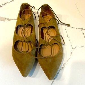 LOEFFLER RANDALL lace up suede flats, 9.5